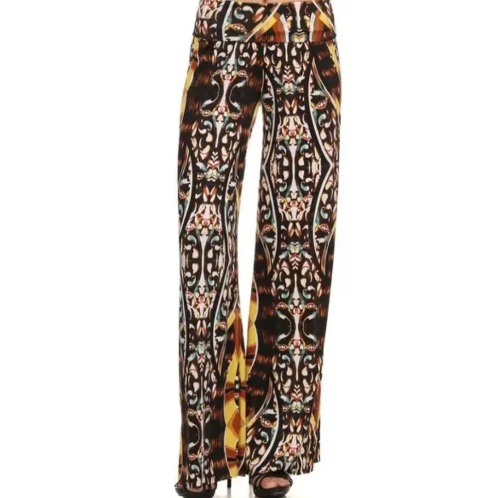 Yelete Multicolor Wide-Leg Printed Palazzo Pants - Picture 1 of 3